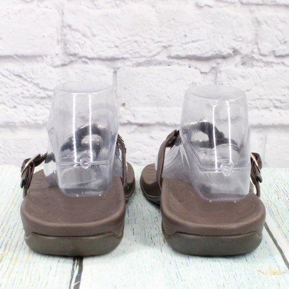 OrthaHeel Yolanda Brown Leather Flip Flop Orthotic Thong Sandals Size 11 - Picture 7 of 9